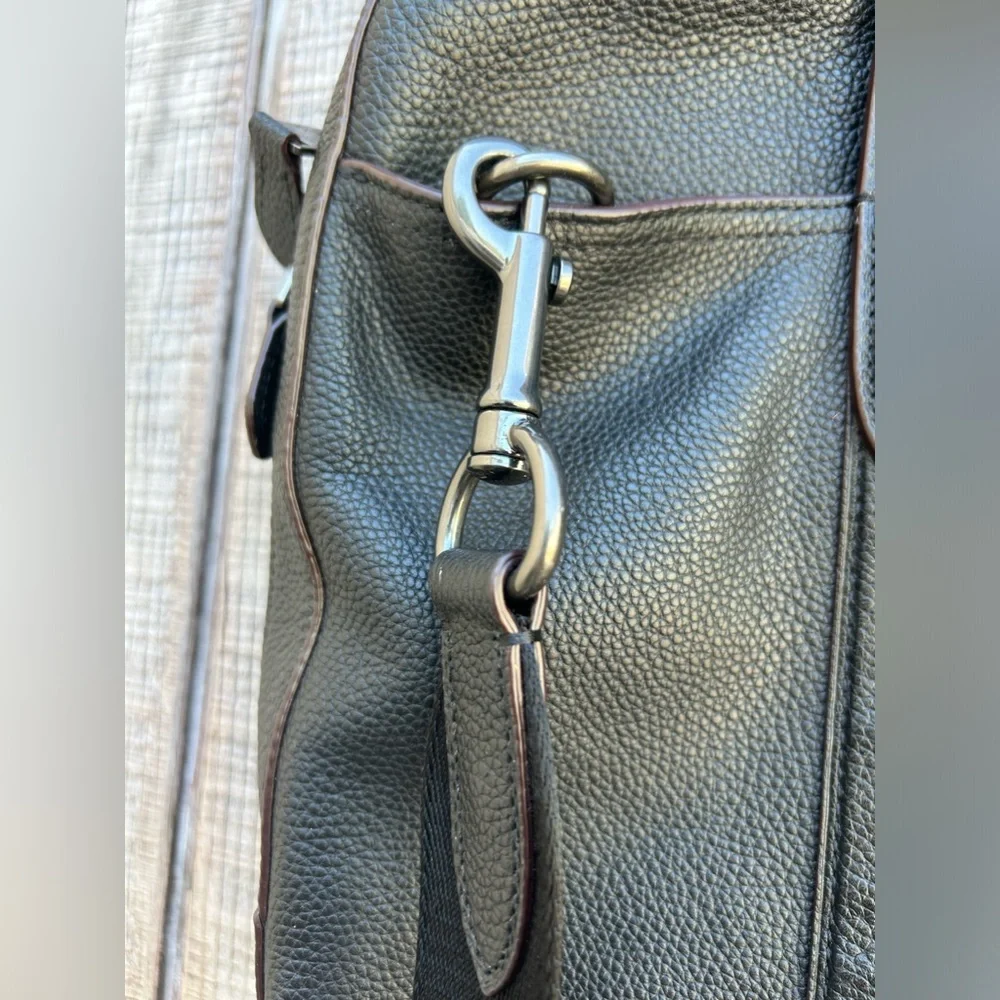 COACH black pebbled leather Metropolitan slim briefcase